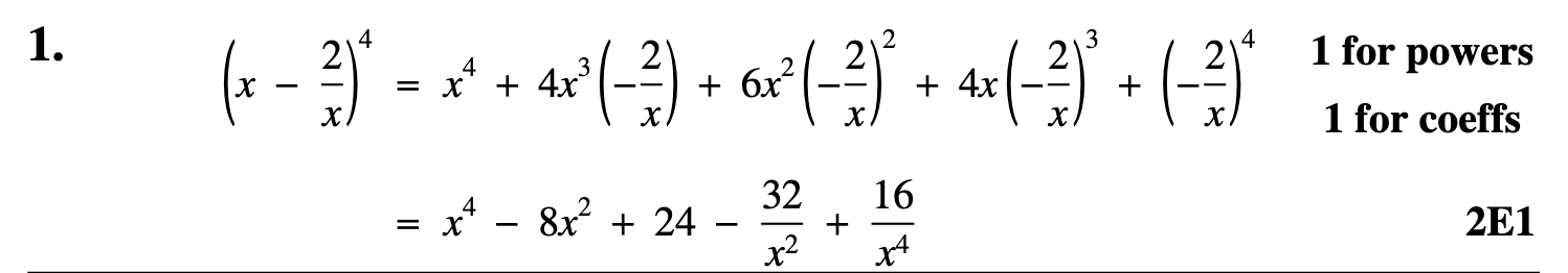 2007 Question 1 Marking Instructions