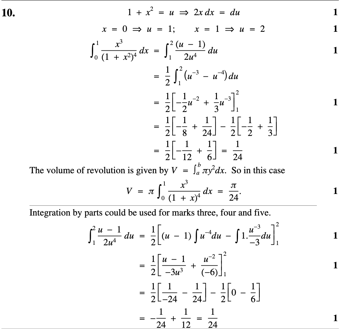 2007 Question 10 Marking Instructions