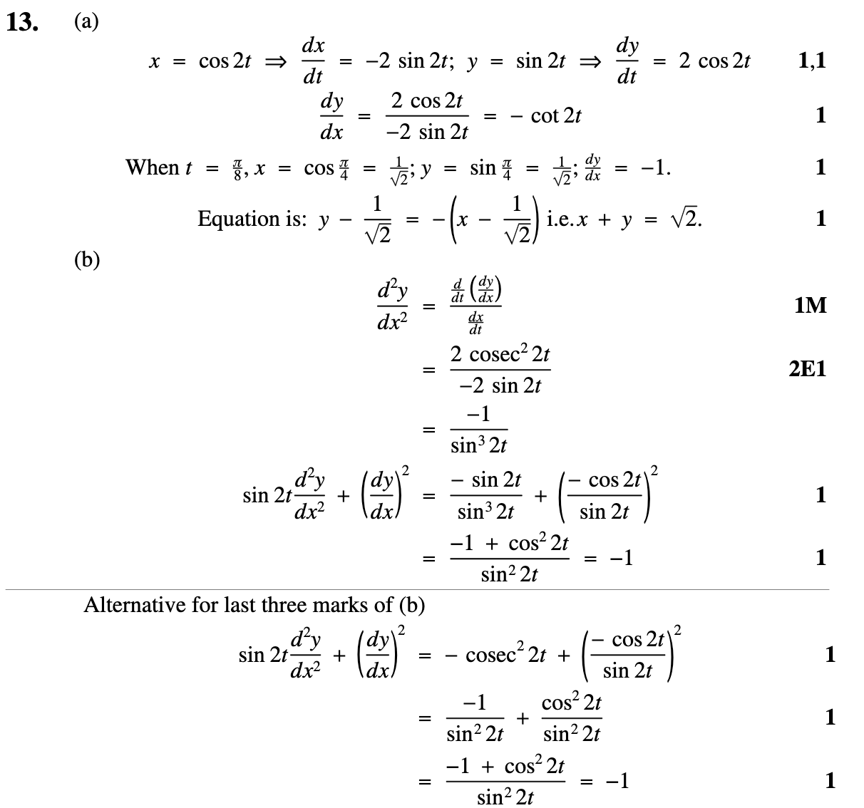 2007 Question 13 Marking Instructions