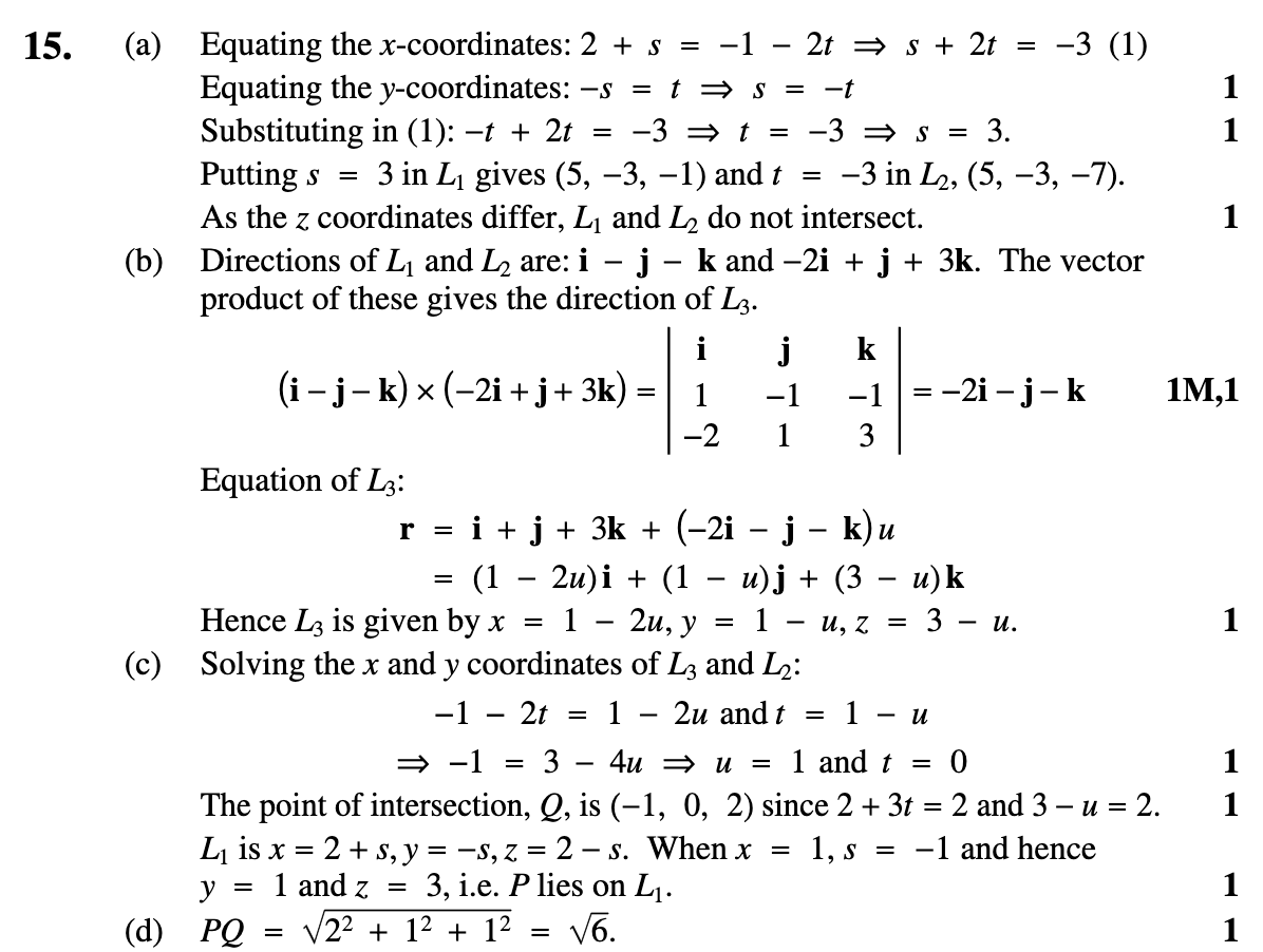 2007 Question 15 Marking Instructions