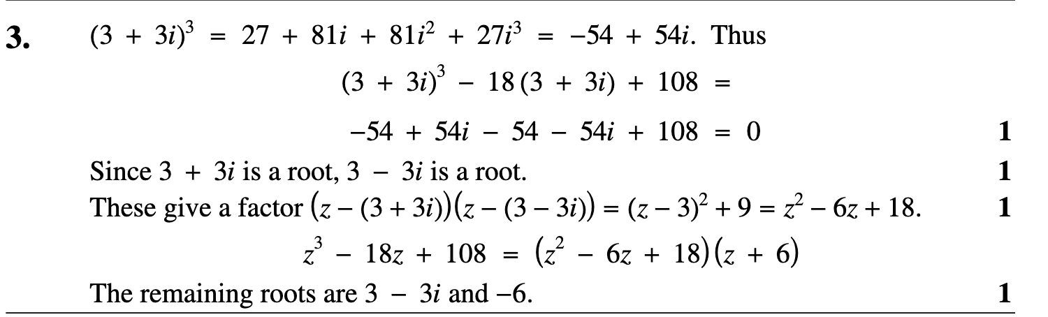 2007 Question 3 Marking Instructions