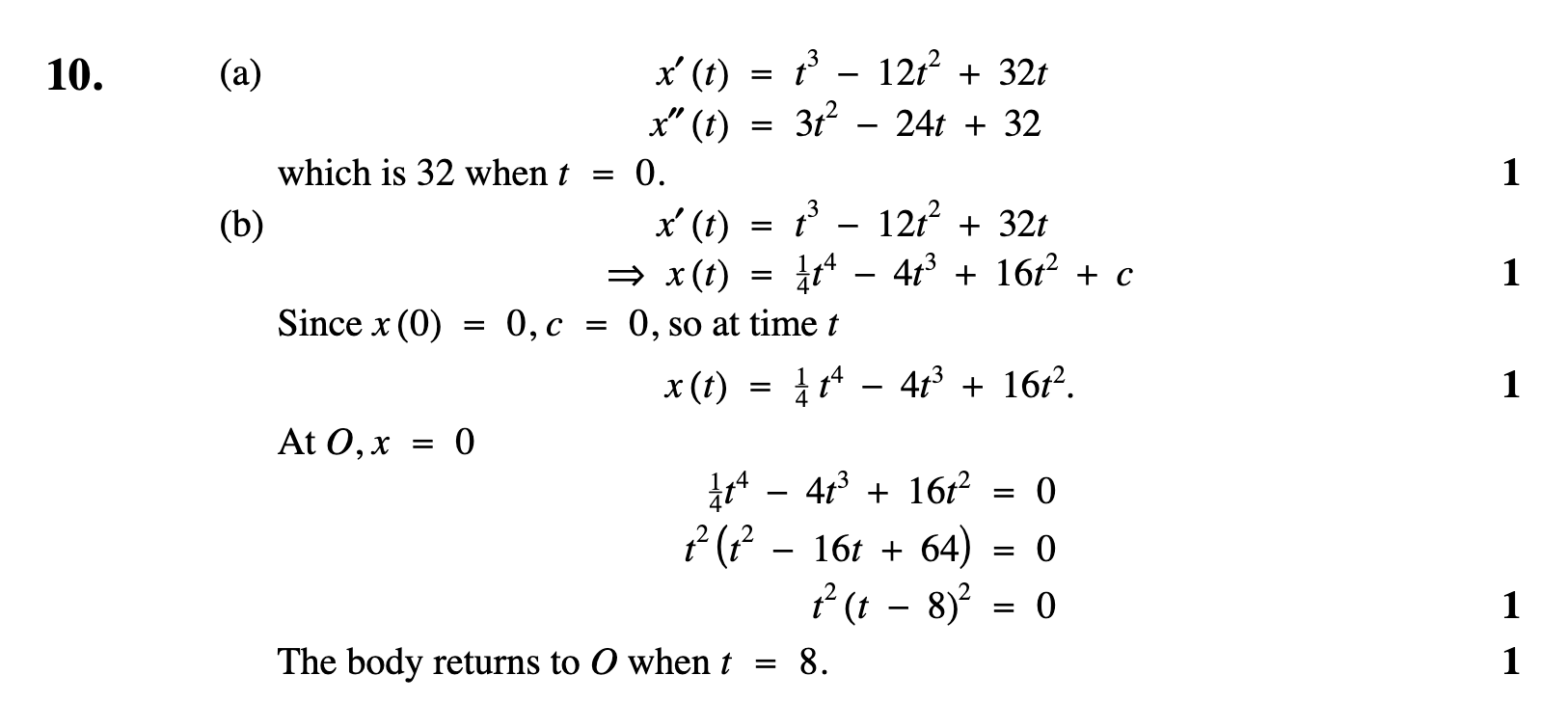 2008 Question 10 Marking Instructions