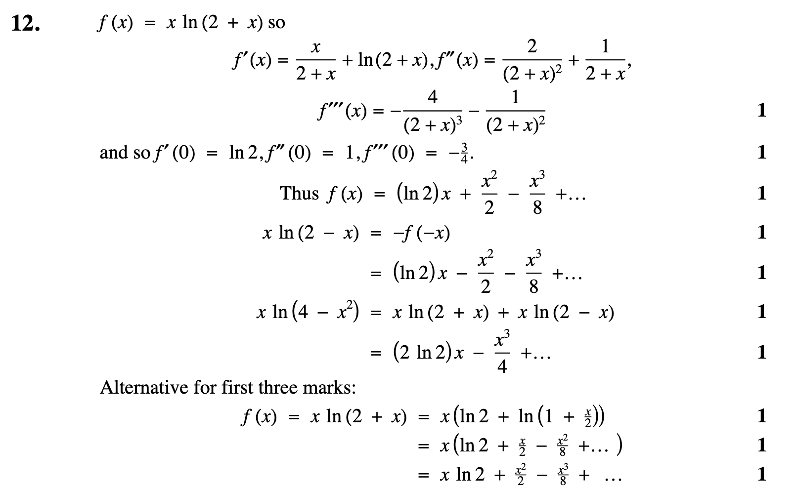 2008 Question 12 Marking Instructions