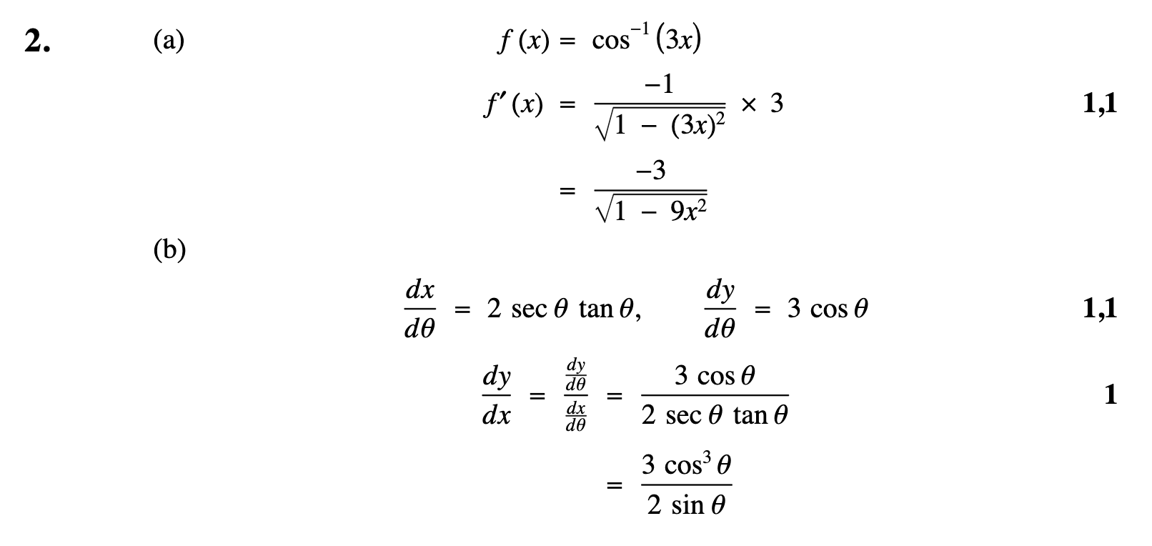 2008 Question 2 Marking Instructions