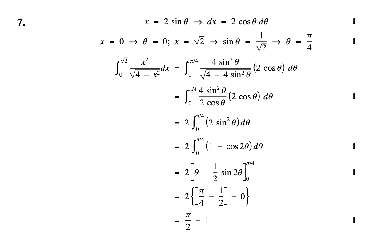 2009 Question 7 Marking Instructions