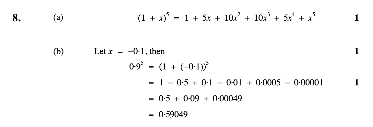 2009 Question 8 Marking Instructions