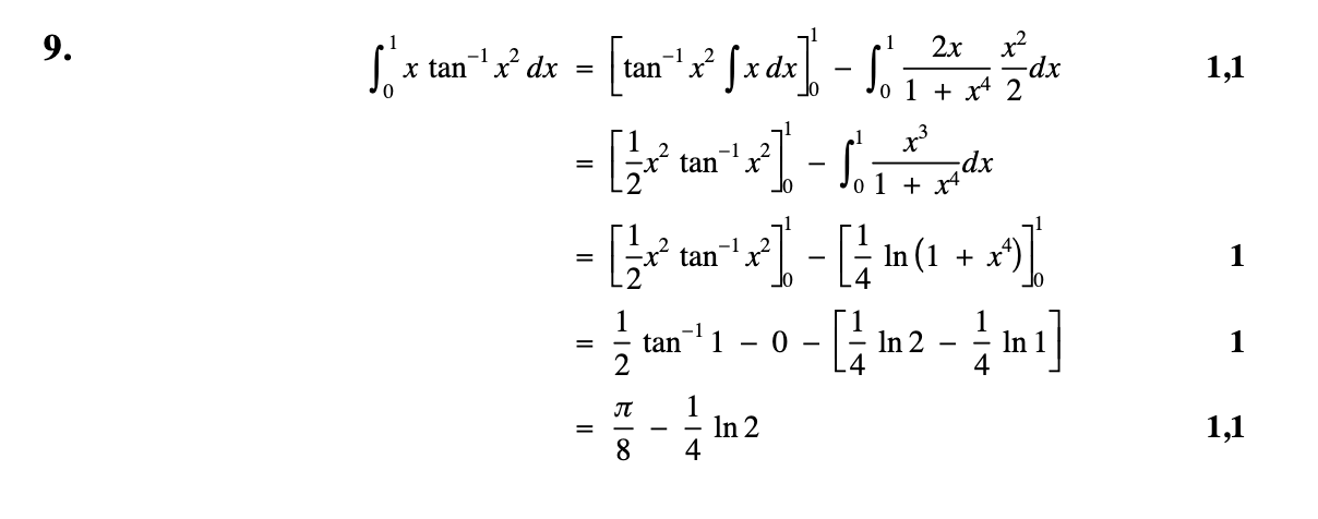 2009 Question 9 Marking Instructions