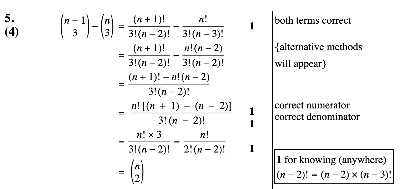 2010 Question 5 Marking Instructions