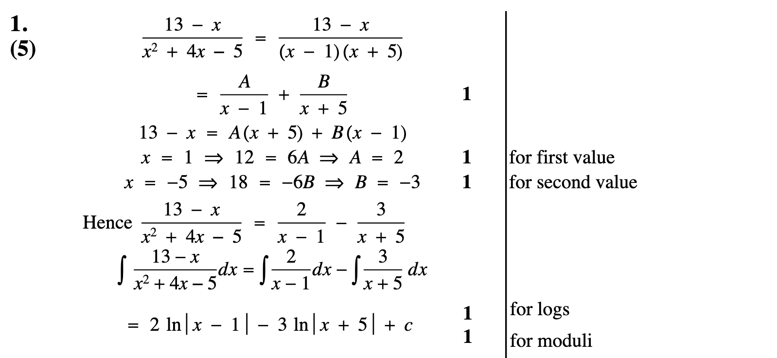 2011 Question 1 Marking Instructions