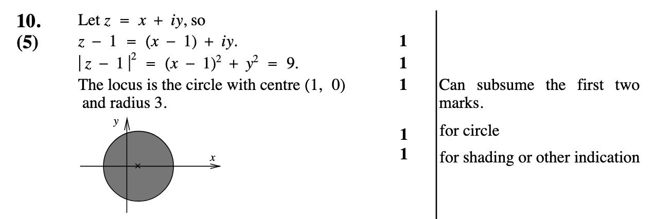 2011 Question 10 Marking Instructions