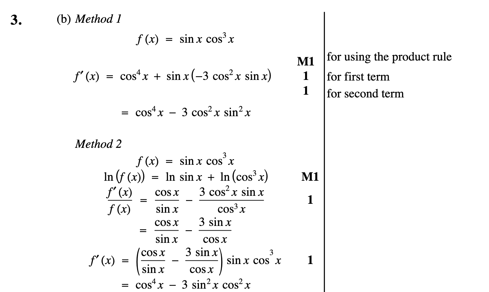 2011 Question 3b Marking Instructions