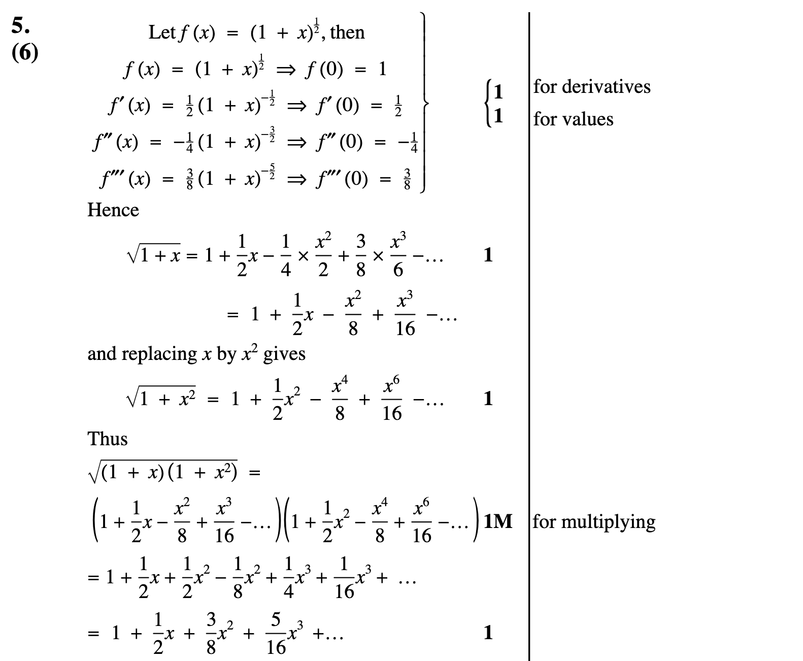 2011 Question 5 Marking Instructions