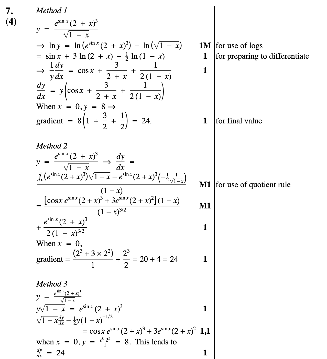 2011 Question 7 Marking Instructions