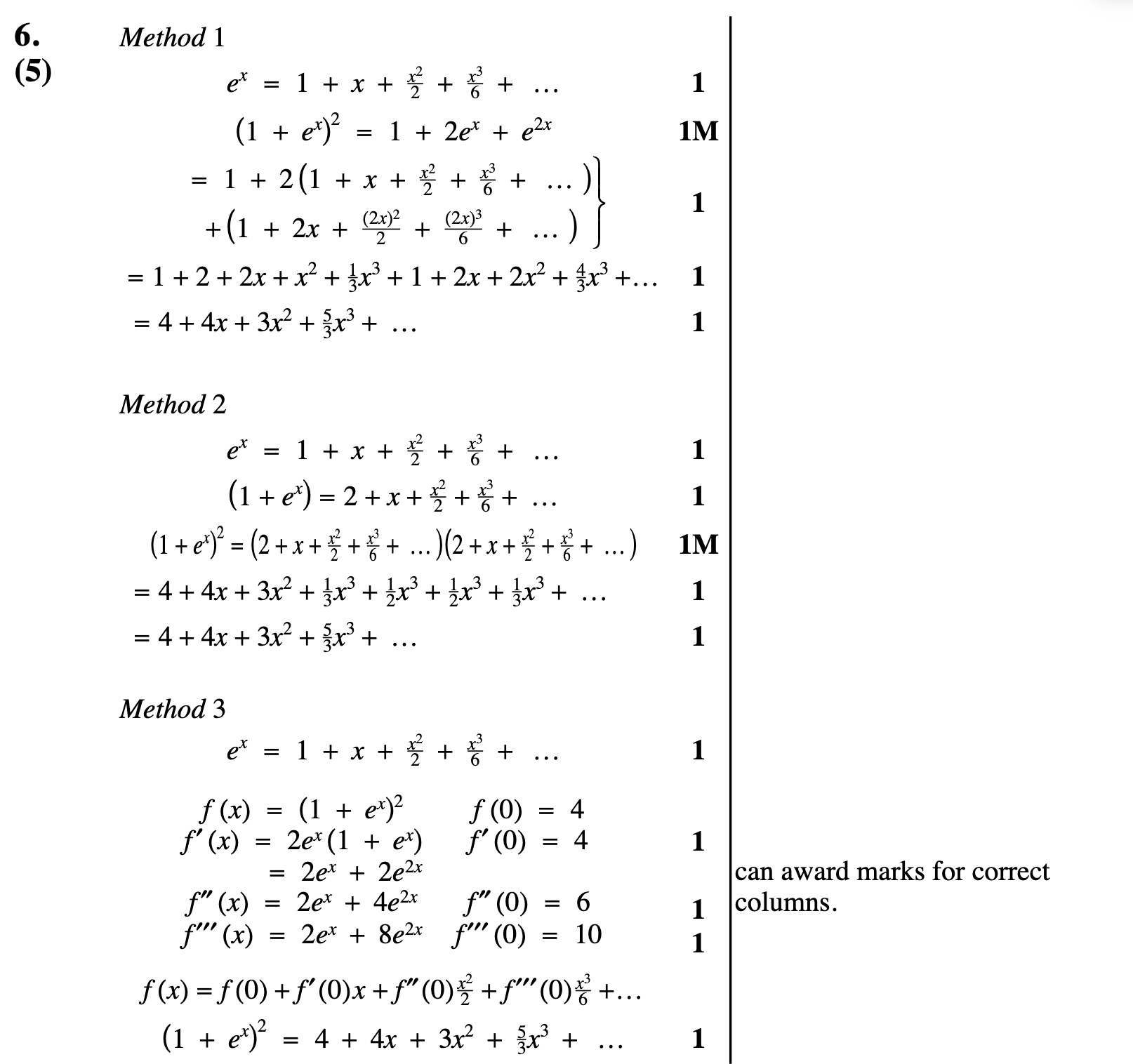 2012 Question 6 Marking Instructions