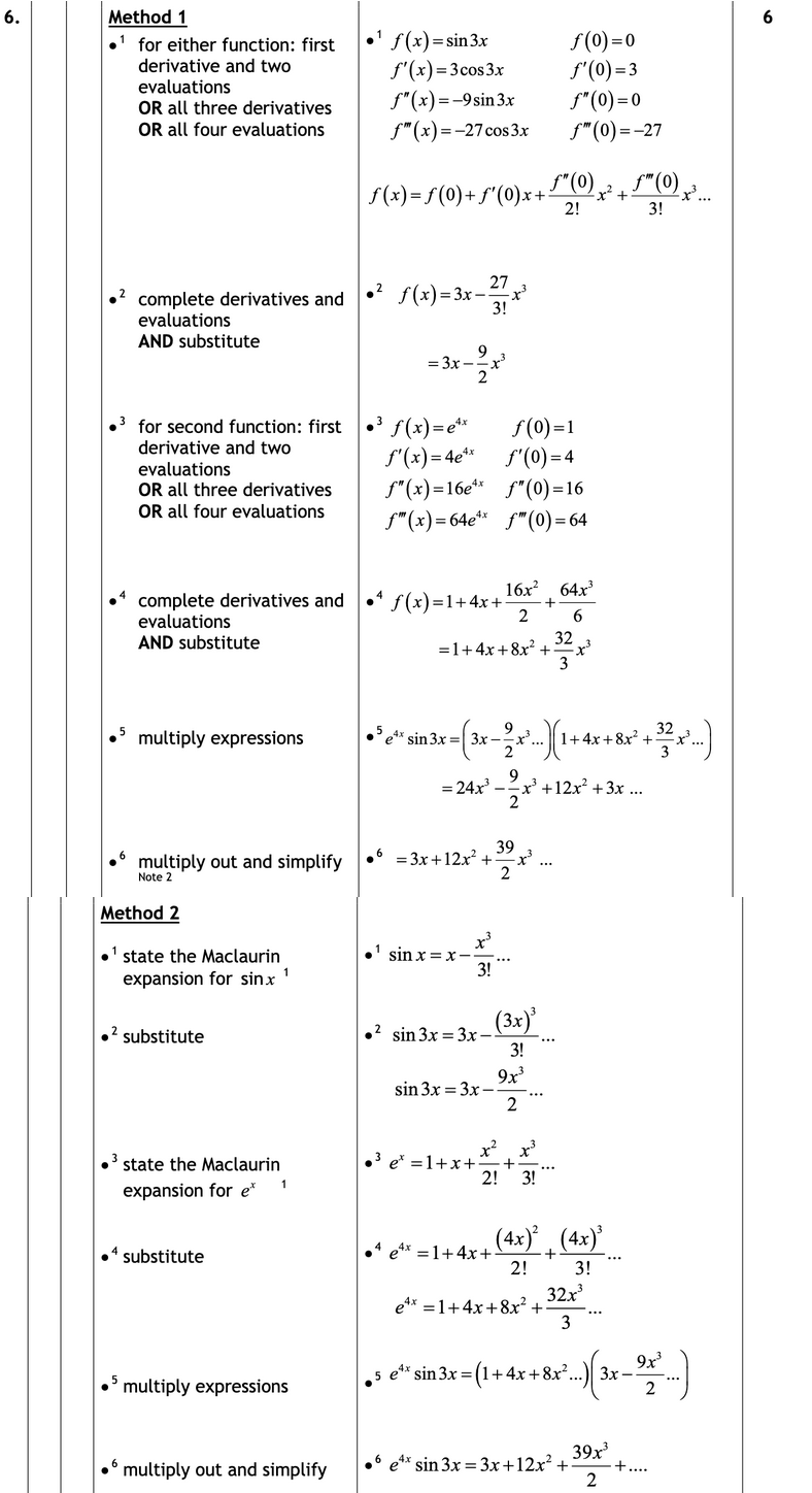 2016 Question 6 Marking Instructions