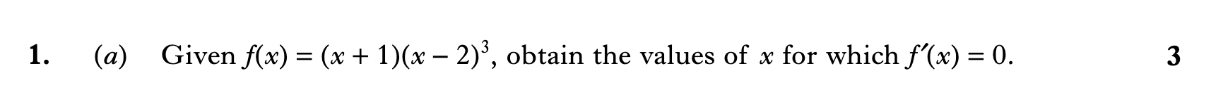 2009 Question 1a