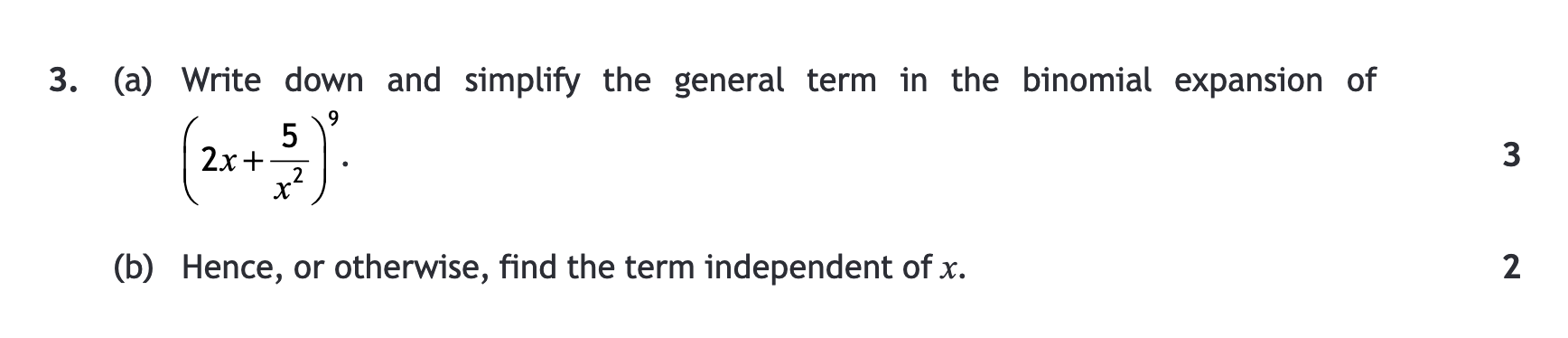 2018 Question 3